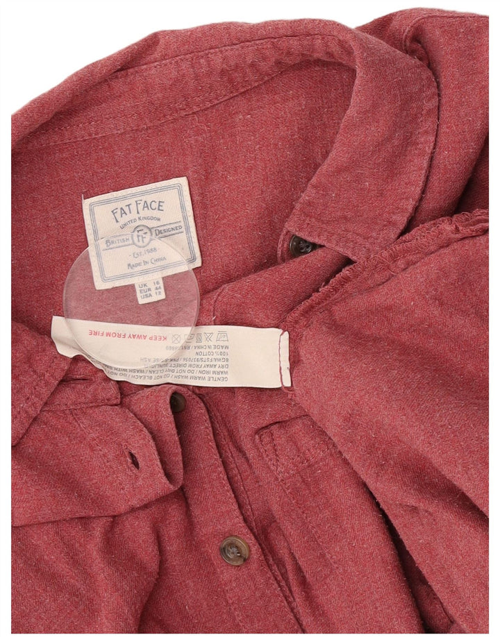 Fat Face Womens Pullover Shirt UK 16 Large Red Cotton