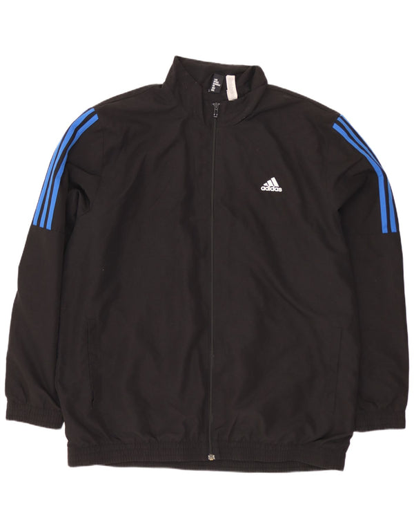 Adidas Mens Tracksuit Top Jacket UK 48/50 XL Black Polyester