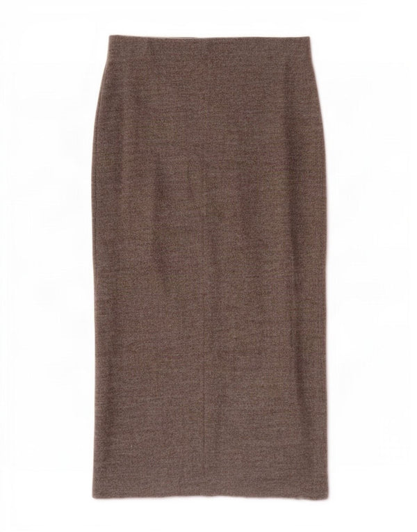 Zara Womens High Waist Midi Skirt Small W26 Brown Cotton