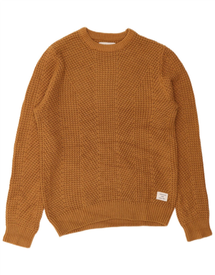 Jack & Jones Mens Crew Neck Jumper Sweater Large Brown