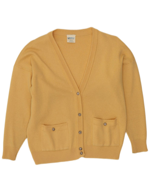 CASTLE Womens Cardigan Sweater EU 42 Large Yellow Acrylic