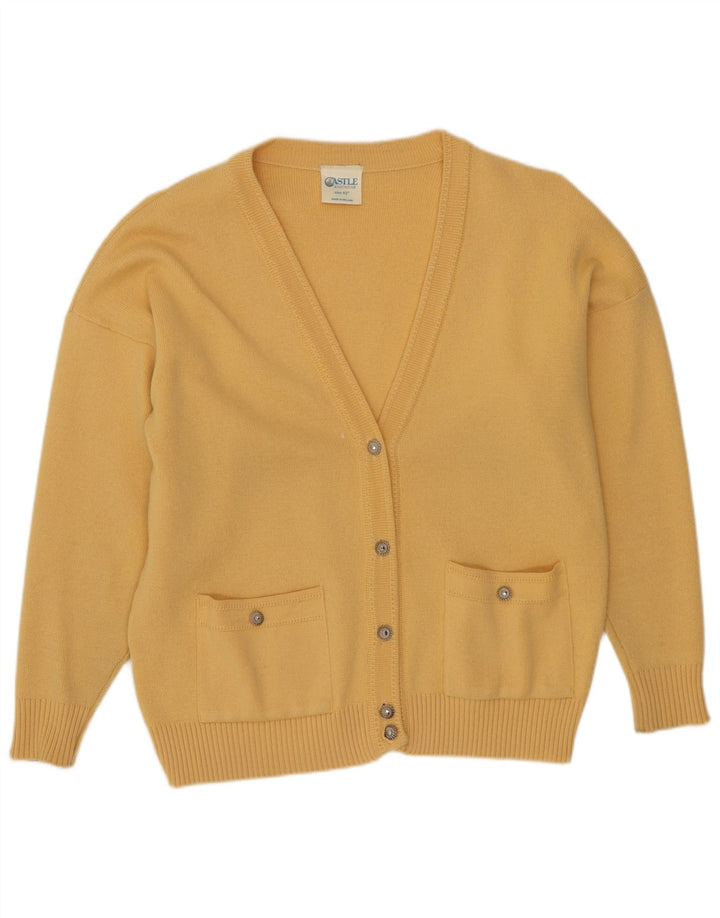 CASTLE Womens Cardigan Sweater EU 42 Large Yellow Acrylic