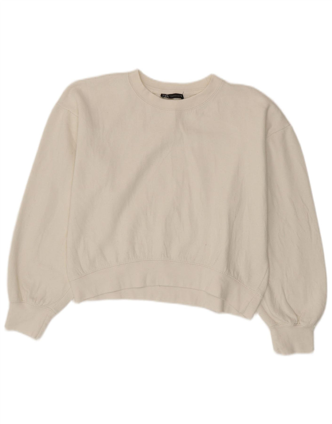 Zara Womens Crop Sweatshirt Jumper UK 14 Medium White
