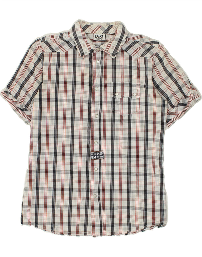 DOLCE & GABBANA Boys Short Sleeve Shirt 10-11 Years large Grey Check | Vintage Dolce & Gabbana | Thrift | Second-Hand Dolce & Gabbana | Used Clothing | Messina Hembry 