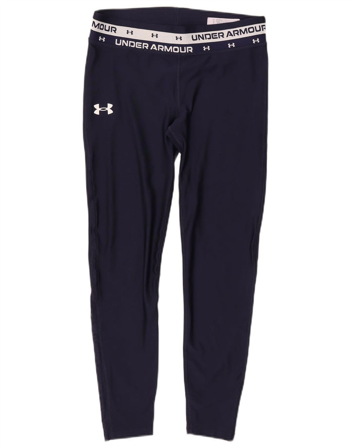 Under Armour Girls Graphic Leggings 11-12 Years Large Navy Blue Polyester