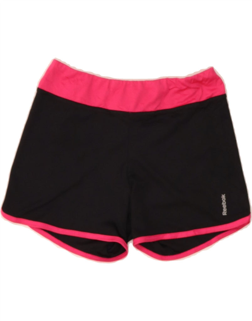 REEBOK Girls Sport Shorts 10-11 Years Medium Black Colourblock Polyester Vintage Reebok and Second-Hand Reebok from Messina Hembry 