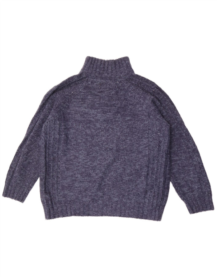 Marks & Spencer Mens Regular Fit Zip Neck Jumper Sweater Large Blue Flecked