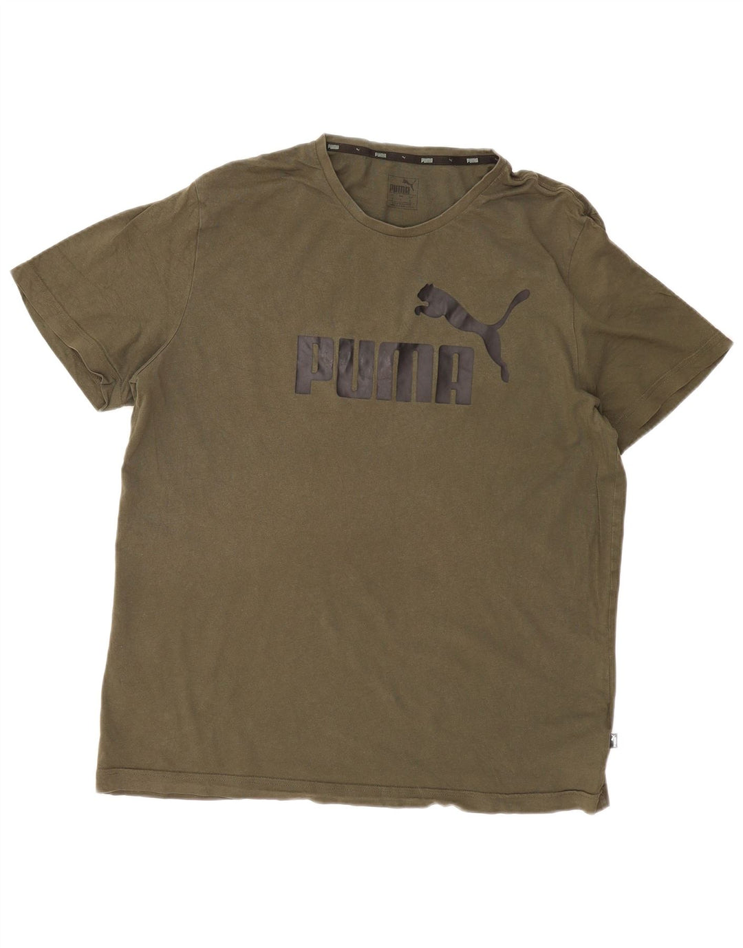 PUMA Mens Graphic T-Shirt Top XL Khaki Cotton