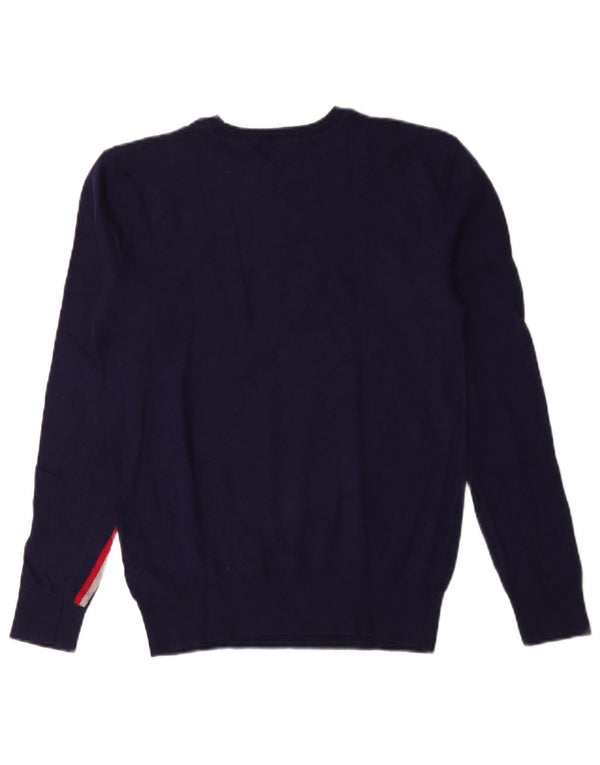 Armani Jeans Womens Crew Neck Jumper Sweater UK 14 Medium Navy Blue
