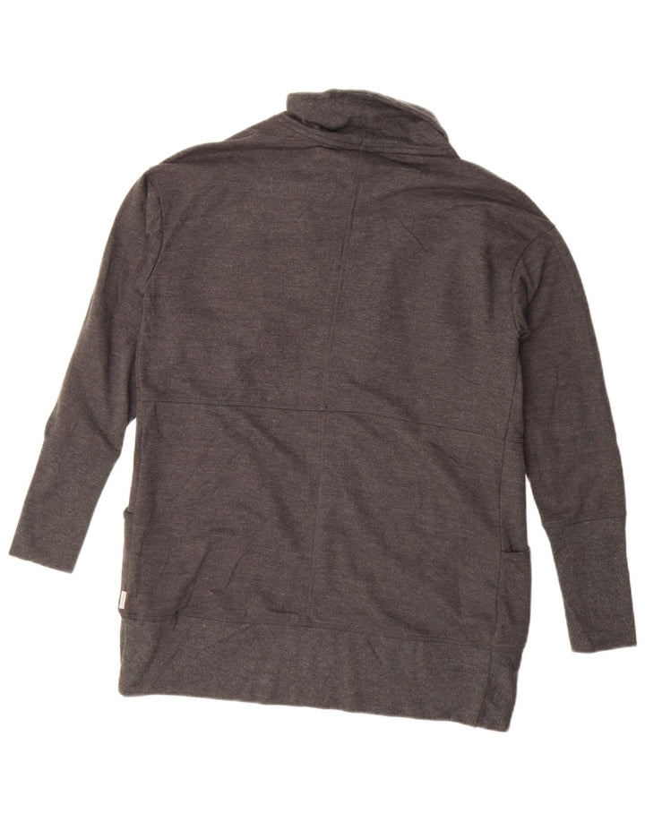 Eddie Bauer Womens Oversized Open Cardigan Sweater UK 10 Small Grey Cotton