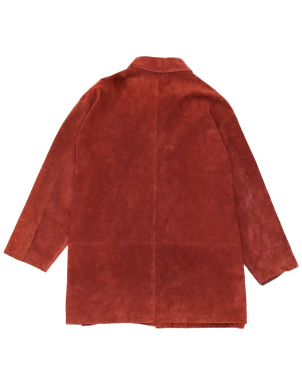 Luisa Viola Womens Suede Overcoat UK 18 XL  Burgundy Leather
