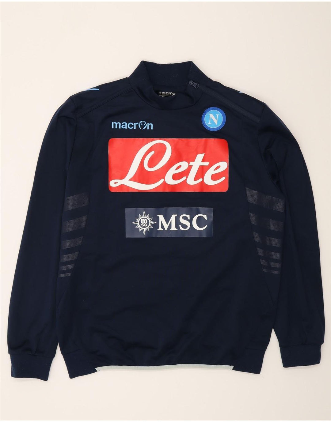 Macron Mens Graphic Pullover Tracksuit Top Large Navy Blue Colourblock