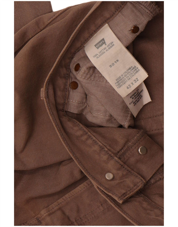 Levi's Mens 501 Straight Cropped Trousers W42 L27 Brown Cotton