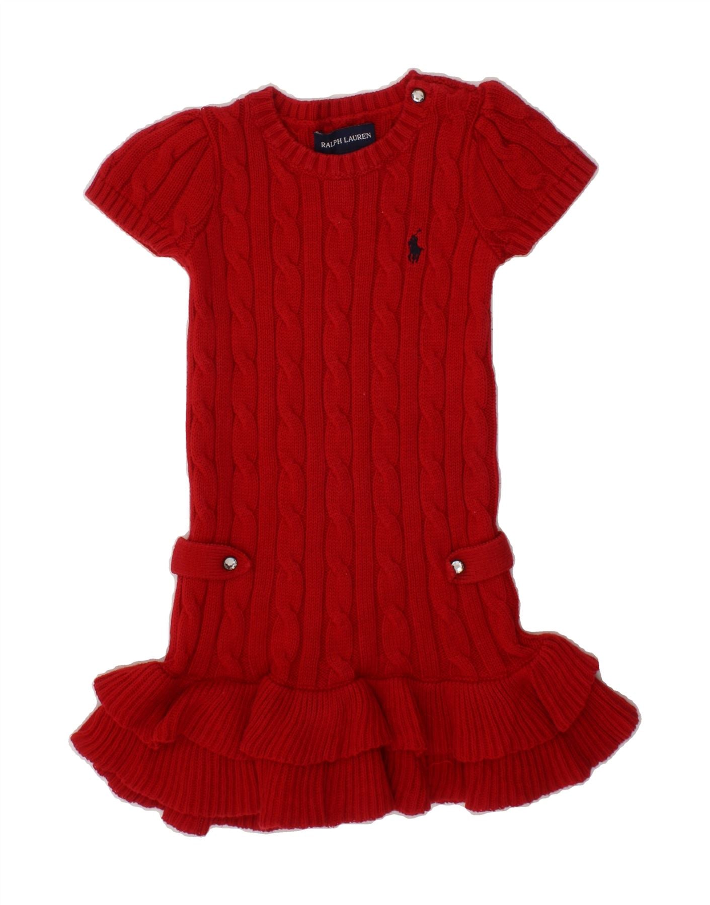 RALPH LAUREN Baby Girls Jumper Dress 18-24 Months Red Cotton Vintage Ralph Lauren and Second-Hand Ralph Lauren from Messina Hembry 