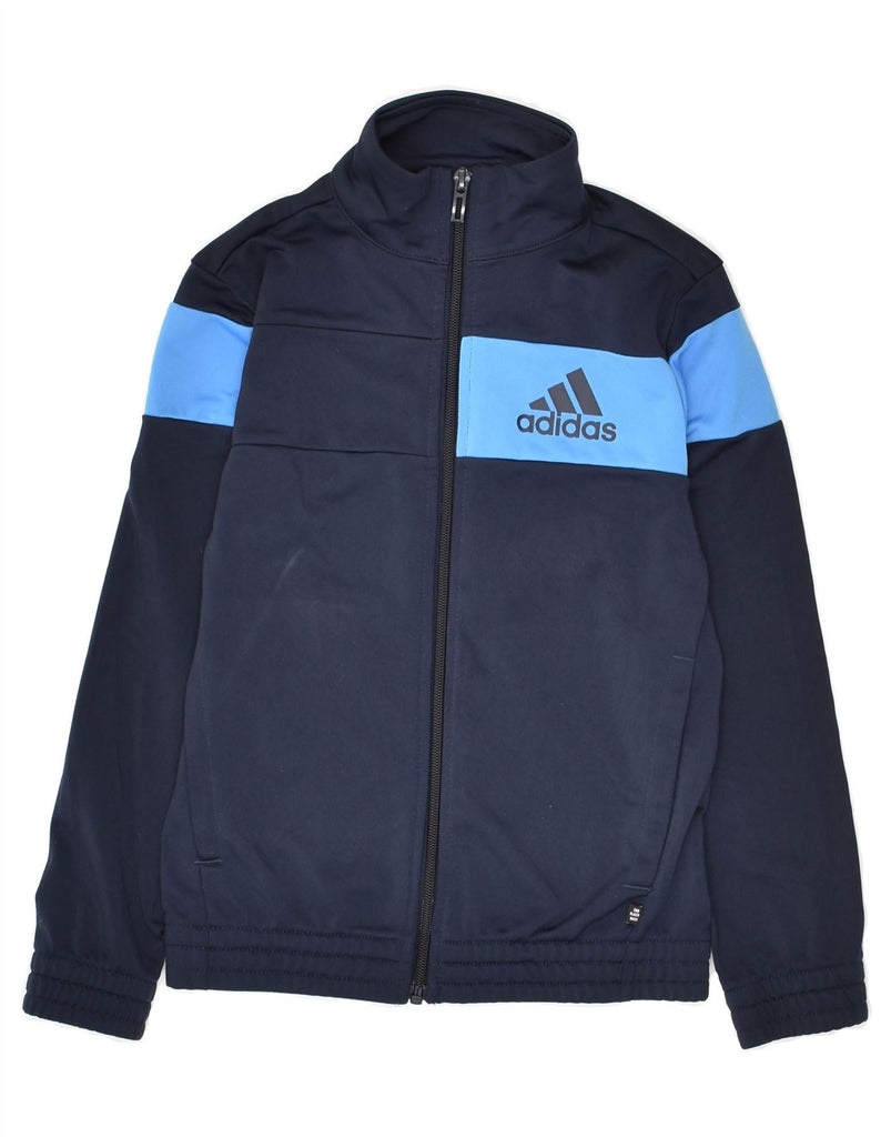 ADIDAS Boys Graphic Tracksuit Top Jacket 7-8 Years Navy Blue Colourblock | Vintage Adidas | Thrift | Second-Hand Adidas | Used Clothing | Messina Hembry 