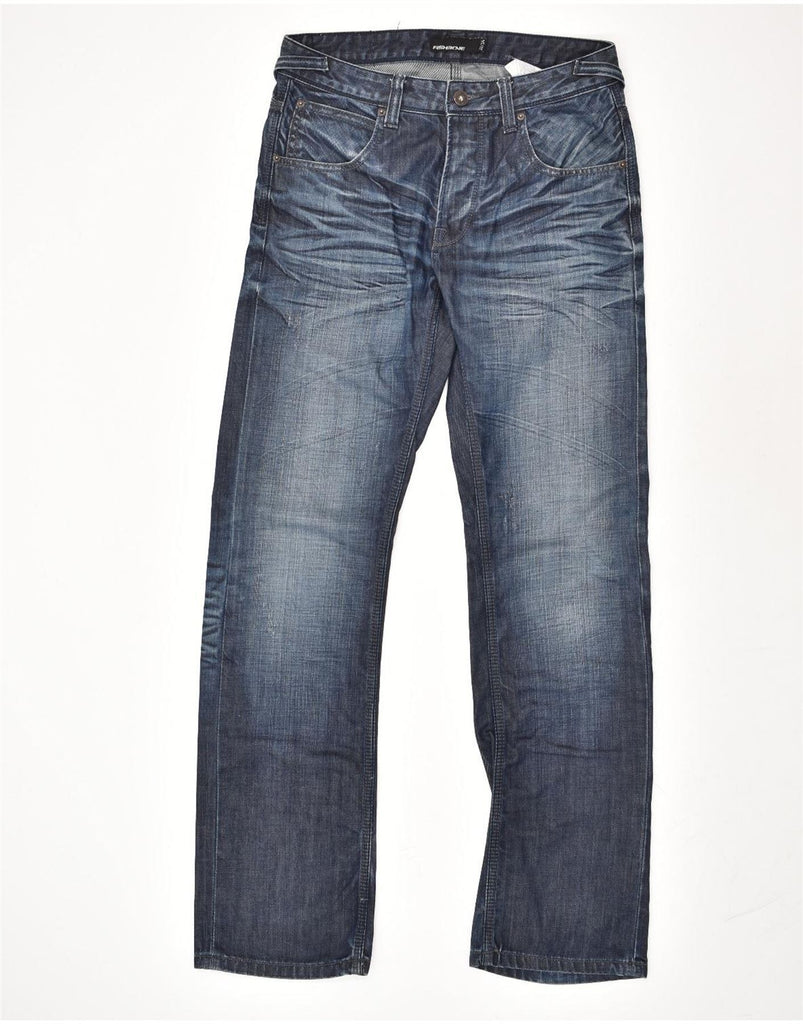 FISHBONE Mens Straight Jeans W32 L34  Navy Blue Cotton | Vintage Fishbone | Thrift | Second-Hand Fishbone | Used Clothing | Messina Hembry 