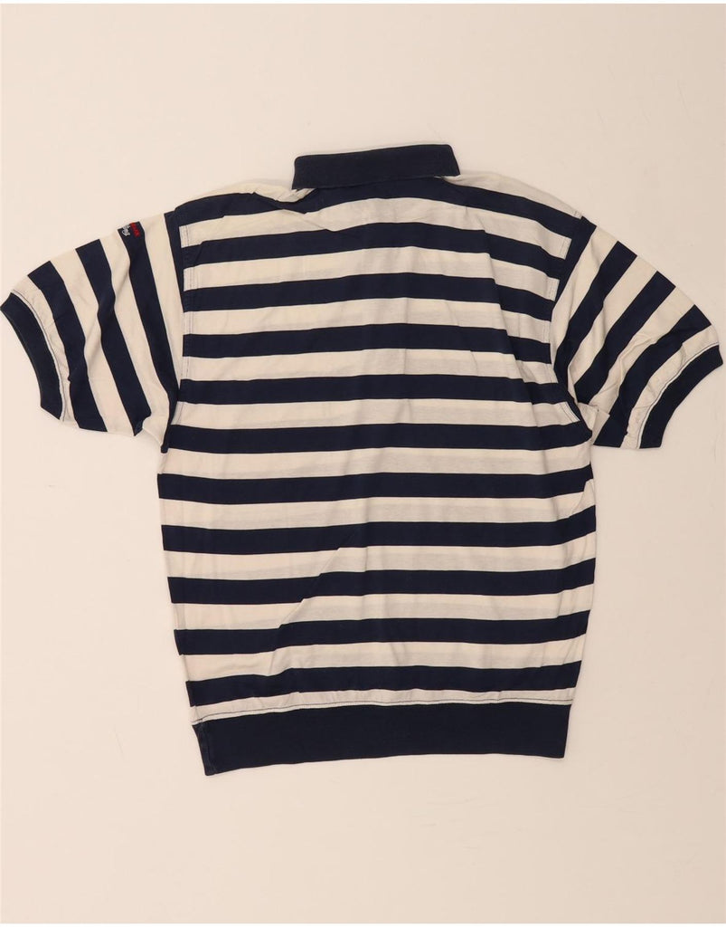 PAUL & SHARK Mens Polo Shirt Medium Navy Blue Striped Cotton Vintage Paul & Shark and Second-Hand Paul & Shark from Messina Hembry 