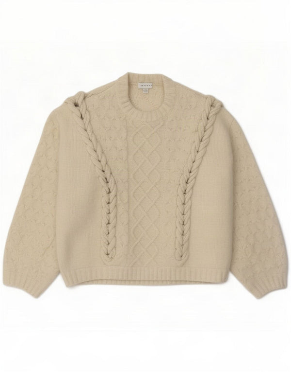 Topshop Womens Oversized Crew Neck Jumper Sweater UK 14 Medium Off White