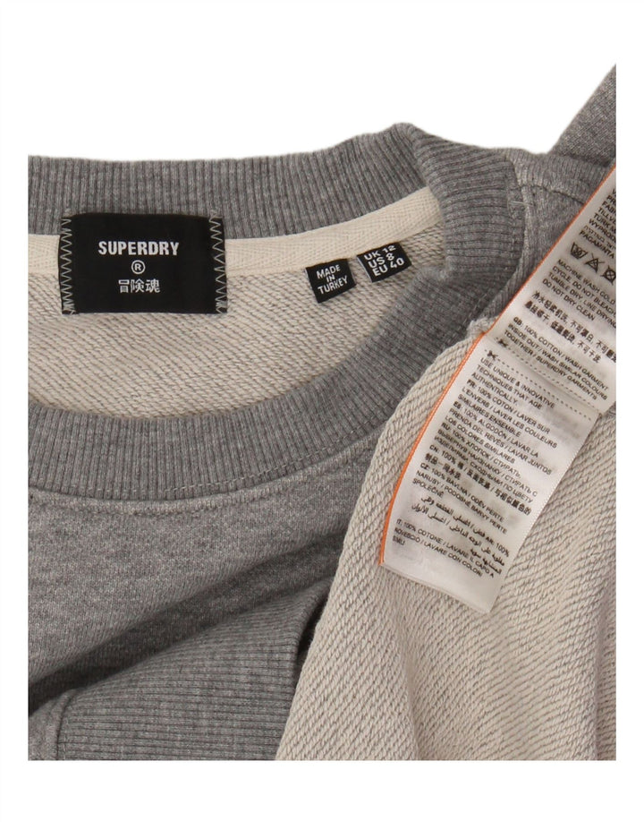 SUPERDRY Womens Oversized Sweatshirt Jumper UK 12 Medium Grey Cotton