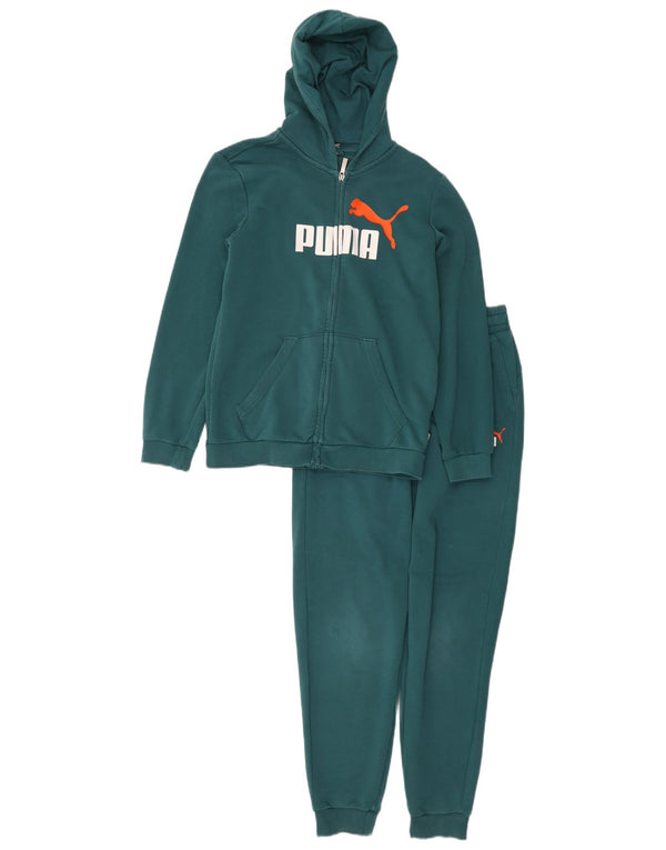 Puma Girls Graphic Full Tracksuit 13-14 Years Green Cotton