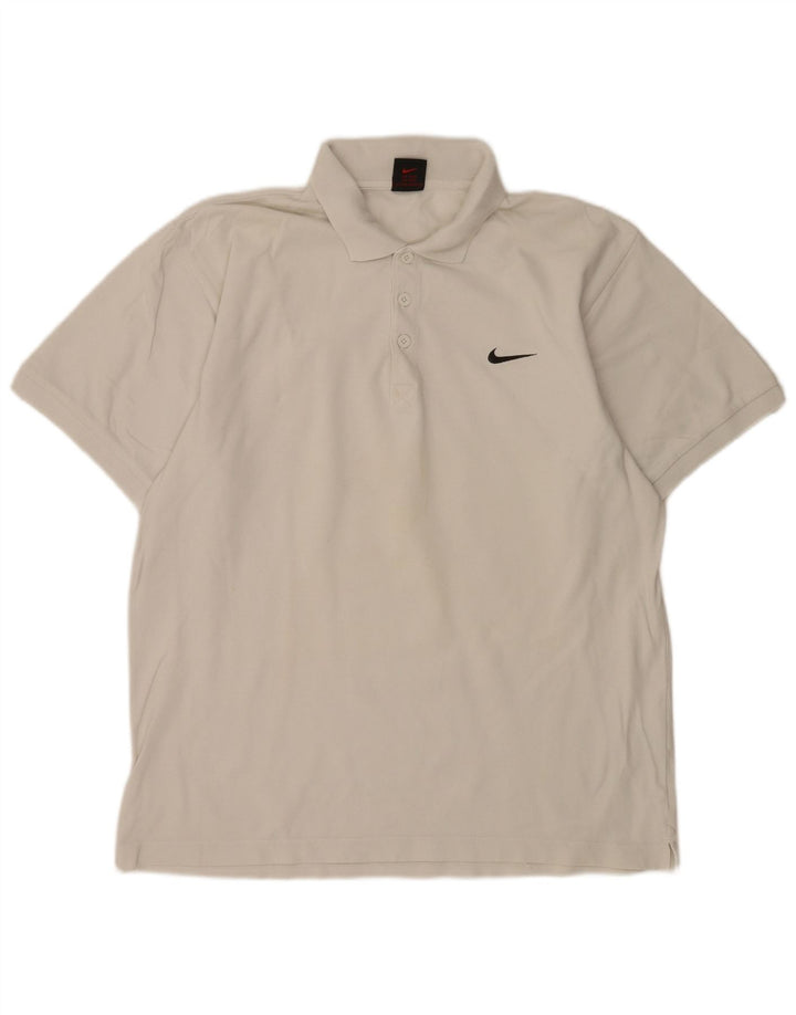 Nike Mens Polo Shirt UK 39/41 Medium White Cotton