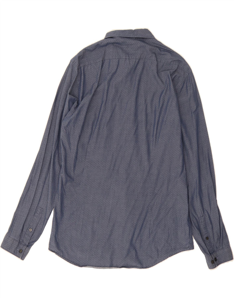 CALVIN KLEIN Mens Slim Fit Shirt Size 41 16 Large Navy Blue Spotted Cotton Vintage Calvin Klein and Second-Hand Calvin Klein from Messina Hembry 