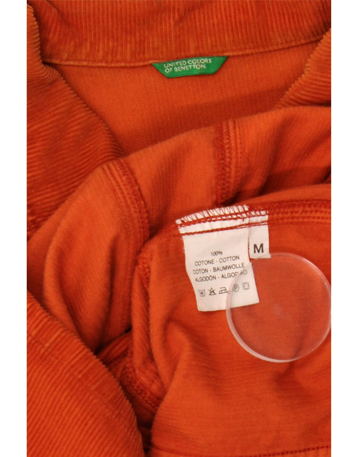 Benetton Womens Corduroy Shirt UK 14 Medium Orange Cotton