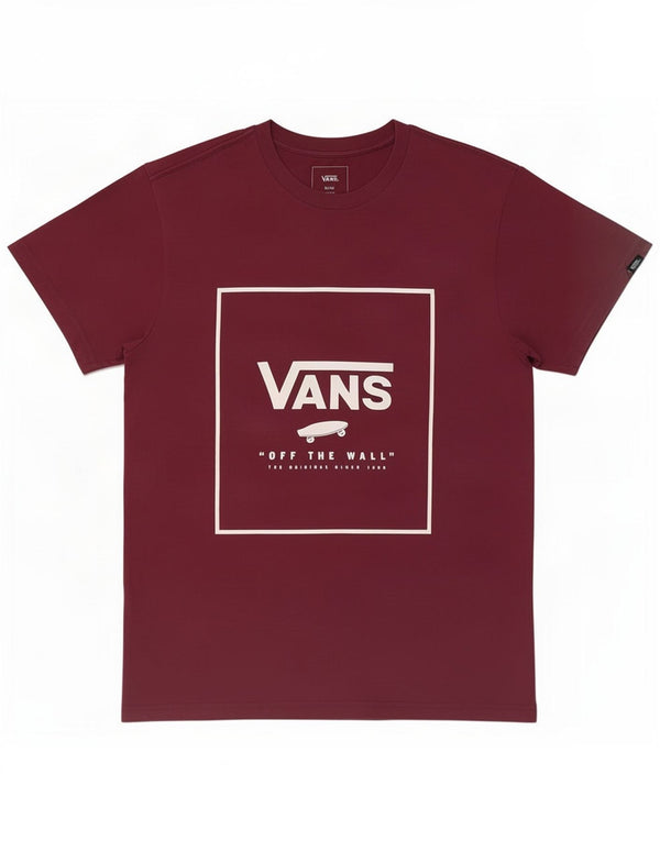 Vans Womens Custom Fit Graphic T-Shirt Top UK 10 Small Burgundy Cotton