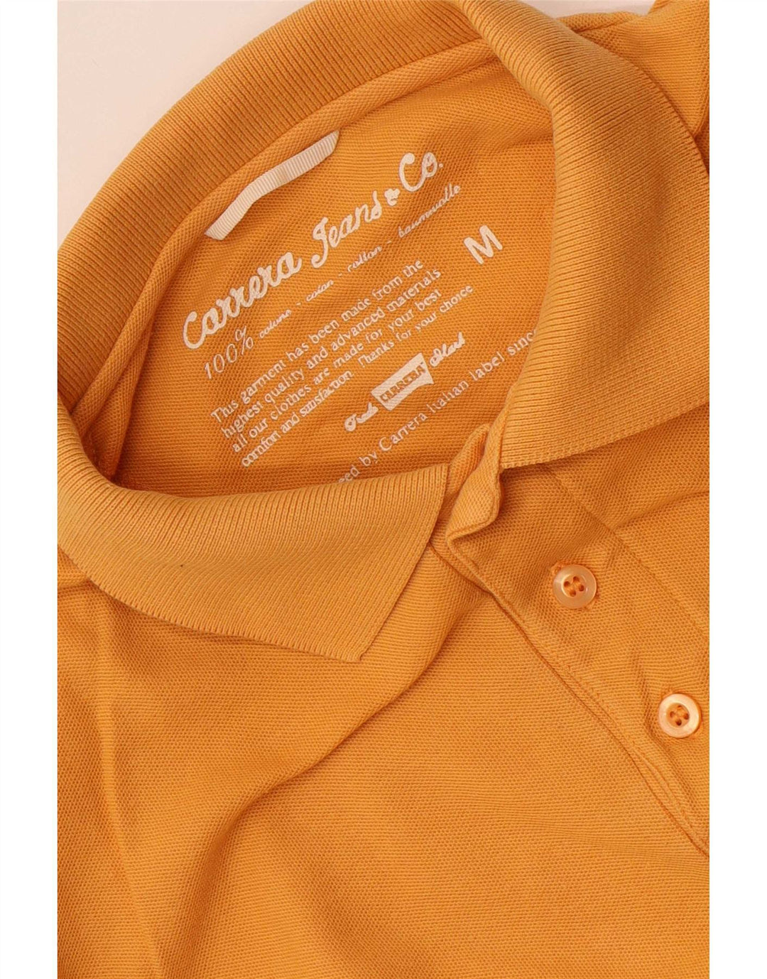 Carrera Mens Polo Shirt Medium Yellow Cotton