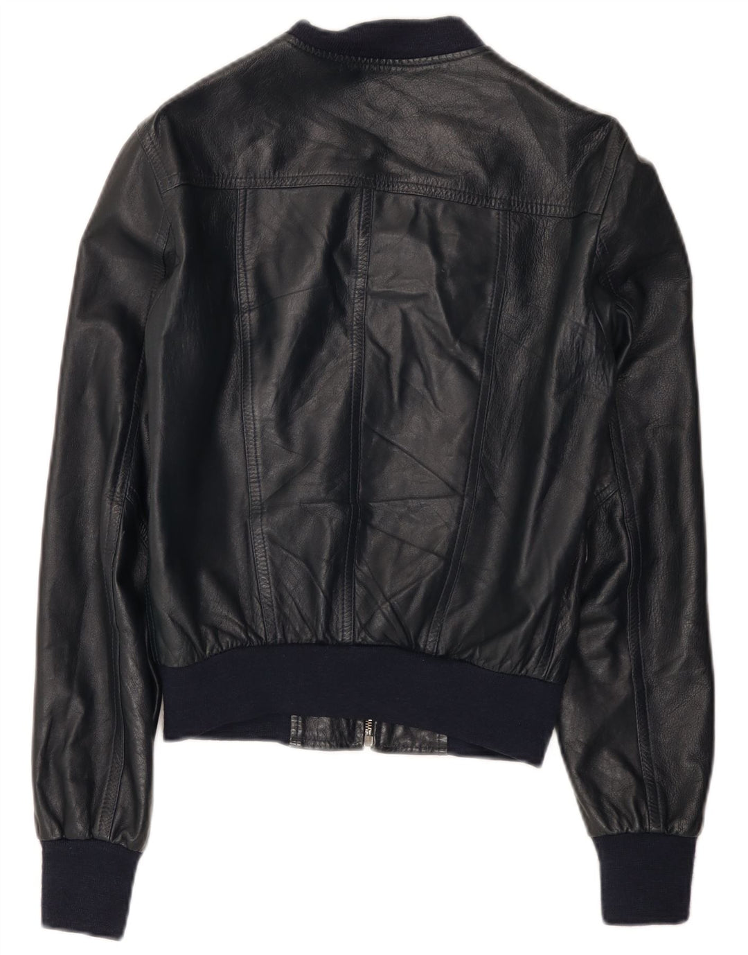 Imperial Womens Leather Jacket UK 12 Medium Navy Blue Leather