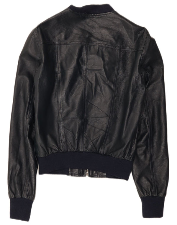 Imperial Womens Leather Jacket UK 12 Medium Navy Blue Leather