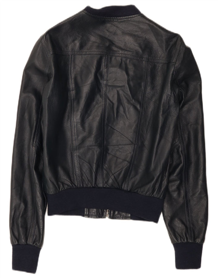 Imperial Womens Leather Jacket UK 12 Medium Navy Blue Leather