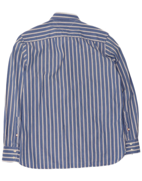 Tommy Hilfiger Mens Shirt Medium Blue Striped Cotton