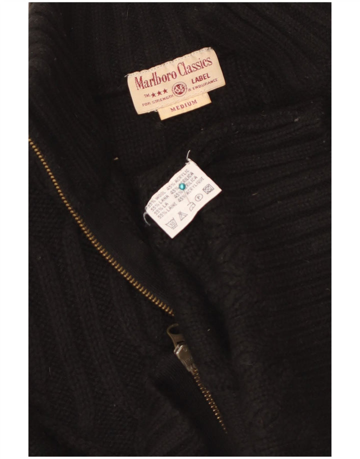 Marlboro Classics Womens Cardigan Sweater UK 12 Medium Black Wool