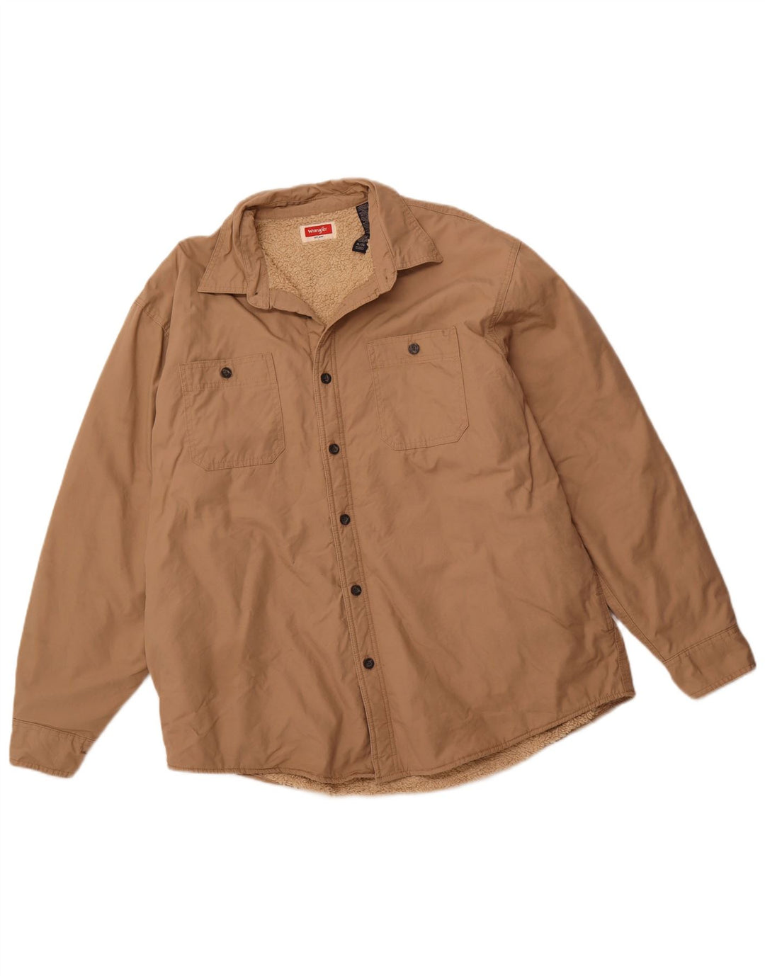 WRANGLER Mens Sherpa Jacket UK 42 XL Brown Cotton
