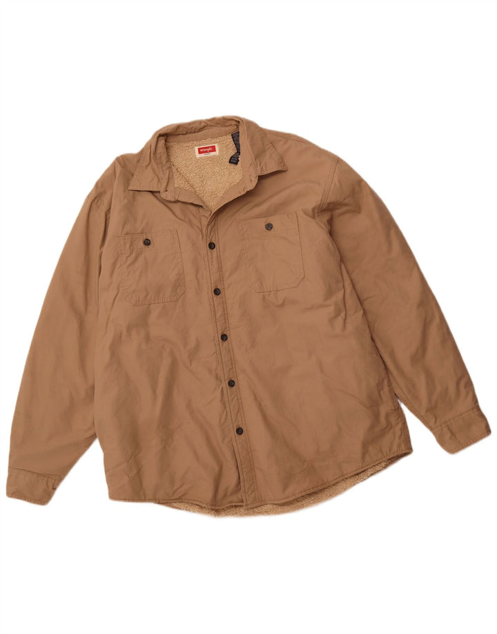 WRANGLER Mens Sherpa Jacket UK 42 XL Brown Cotton