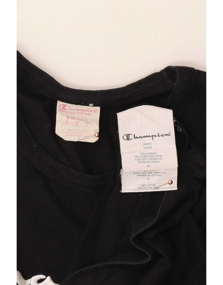 Champion Mens Graphic T-Shirt Top Small Black Cotton
