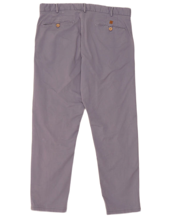 Massimo Dutti Mens Slim Fit Chino Trousers EU 44 Large W34 L28 Blue Cotton