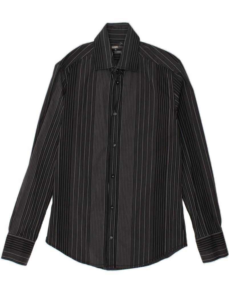 JULES Mens Fitted Shirt Medium Black Striped Cotton | Vintage Jules | Thrift | Second-Hand Jules | Used Clothing | Messina Hembry 