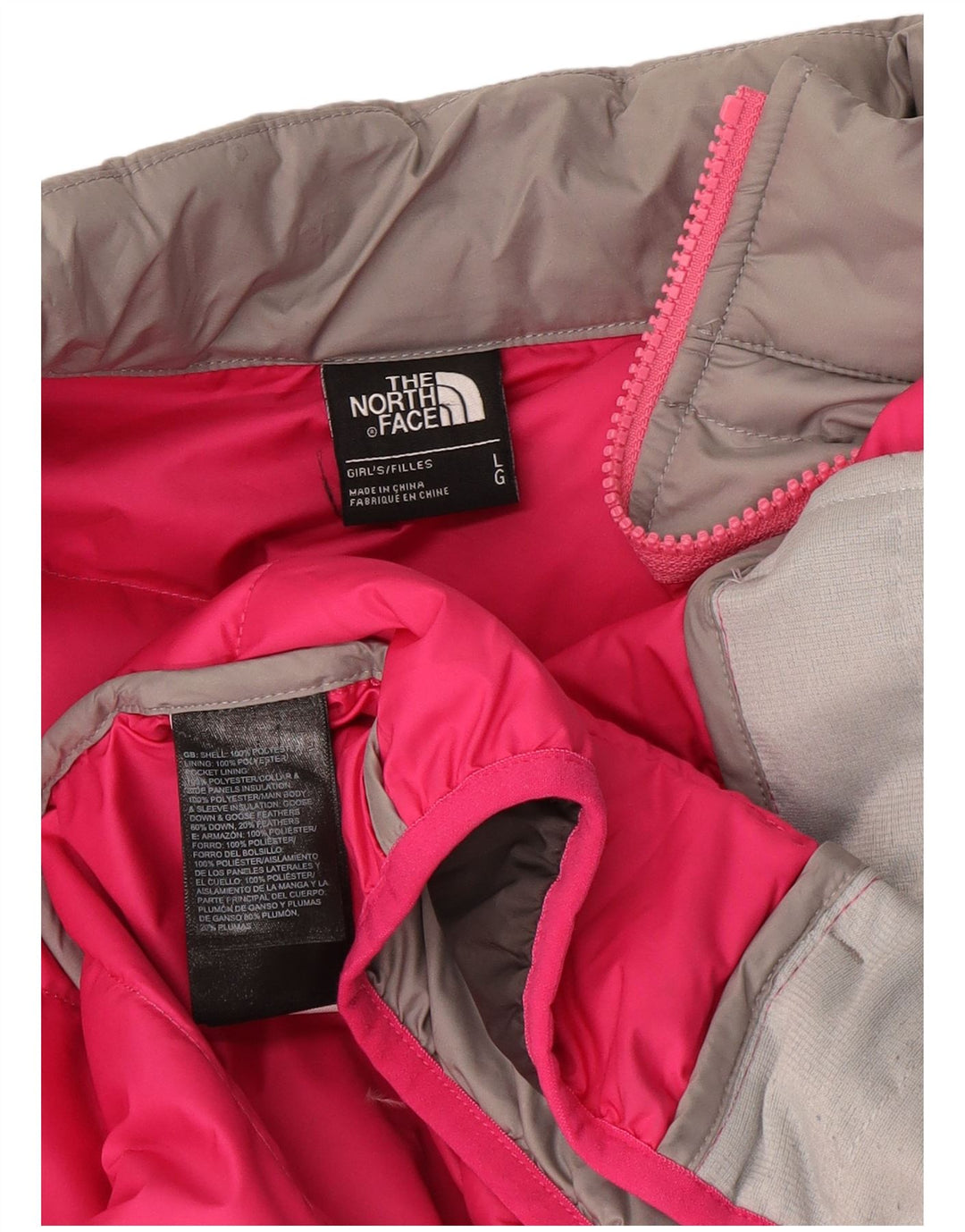 The North Face Girls Padded Jacket 11-12 Years Large Grey Colourblock