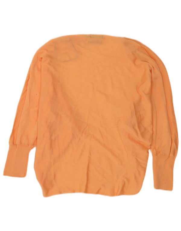 Massimo Dutti Womens Open Cardigan Sweater UK 18 XL Orange Cotton