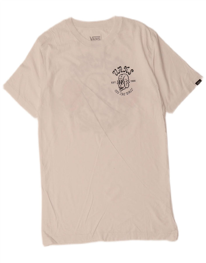 Vans Mens Classic Fit Graphic T-Shirt Top Small White Cotton
