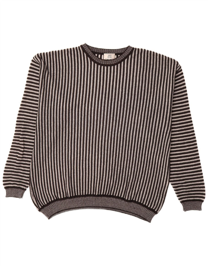 Alba Moda Mens Boat Neck Jumper Sweater XL Brown Striped