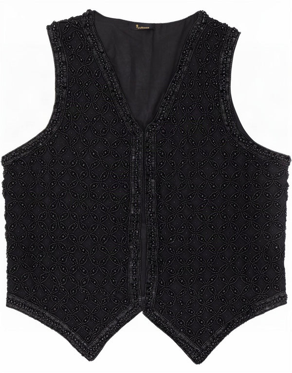 Vintage Womens Waistcoat UK 14 Medium Black