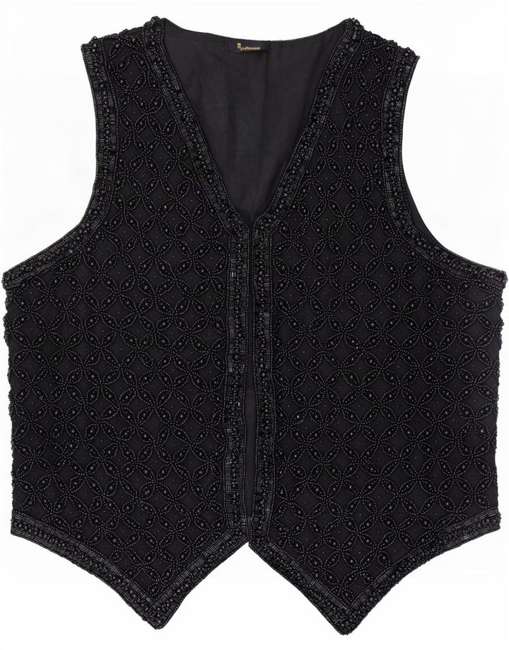 Vintage Womens Waistcoat UK 14 Medium Black