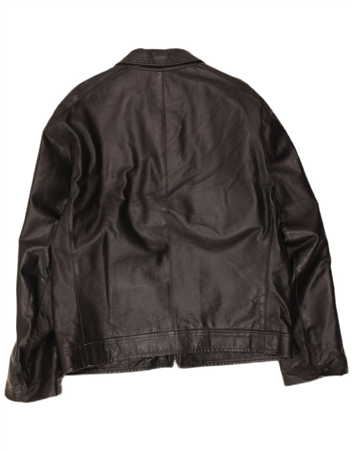 Vintage Mens Bomber Leather Jacket UK 42 2XL Black Leather