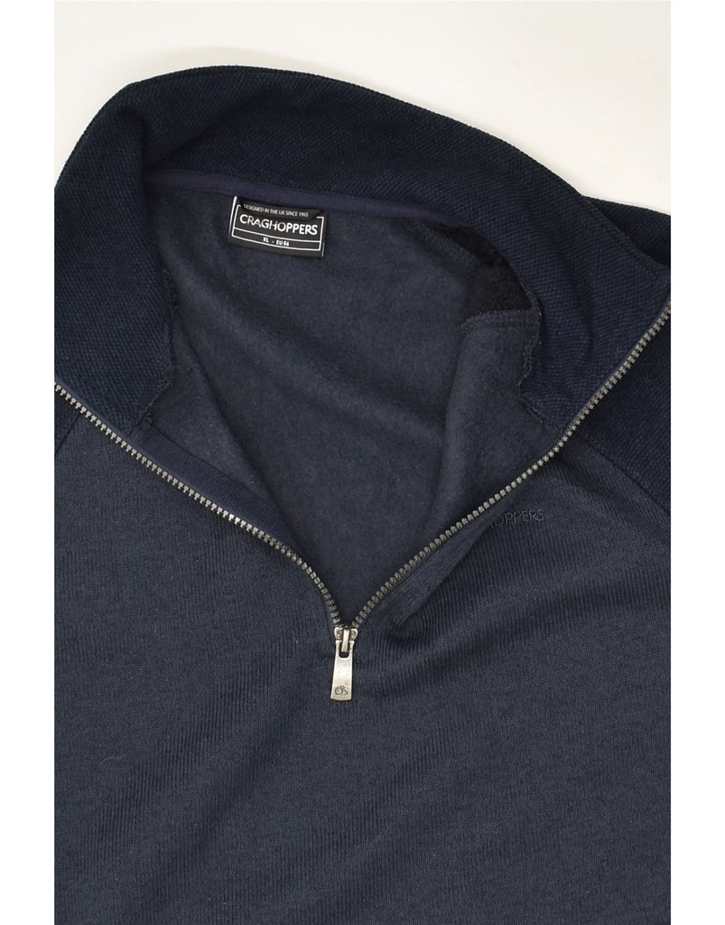 CRAGHOPPERS Mens Zip Neck Sweatshirt Jumper XL Navy Blue Colourblock | Vintage CRAGHOPPERS | Thrift | Second-Hand CRAGHOPPERS | Used Clothing | Messina Hembry 