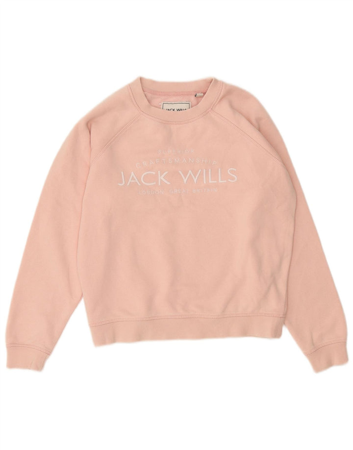 Jack Wills Womens Graphic Oversized Sweatshirt Jumper UK 6 Small Pink