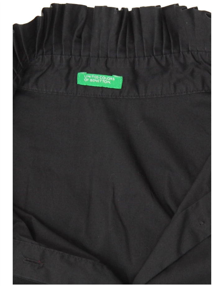 Benetton Womens Long Sleeve Shirt Blouse UK 14 Medium Black
