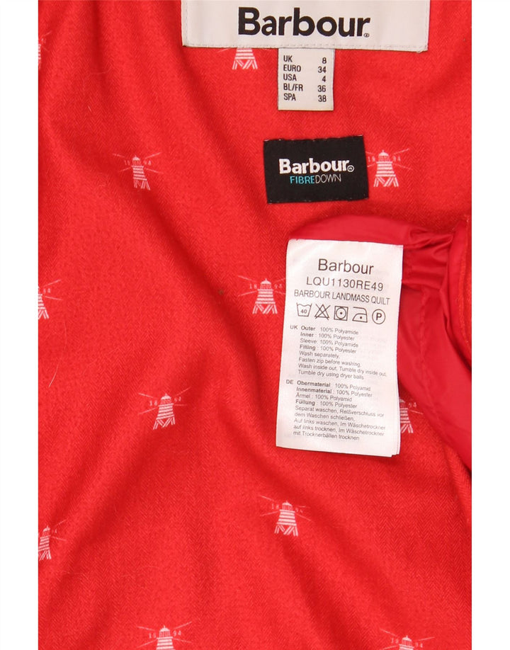 Barbour Mens Padded Jacket UK 8 Small Red Polyamide